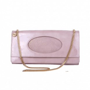 Pink Nude Patent Clutch Bag