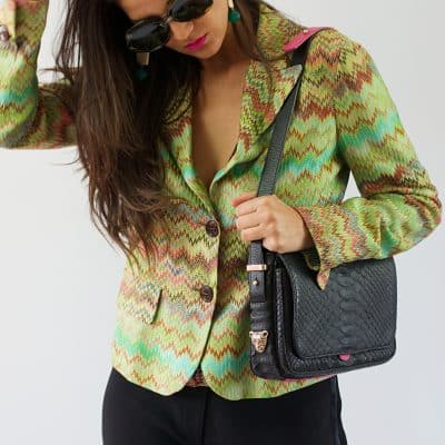 Kimmie Mix Bag in black and pink Leather