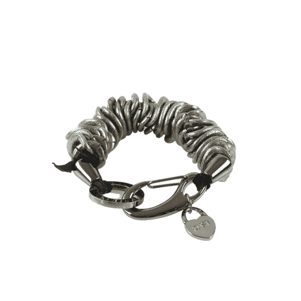 RusiDesigns Caterpillar Bracelet in black silver tones. Handmade by Rusi in RusiDesigns studio in London. Black Caterpillar Bracelet 1